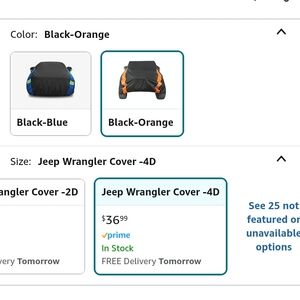 Black and Orange Jeep Wrangler 4-Door Cover